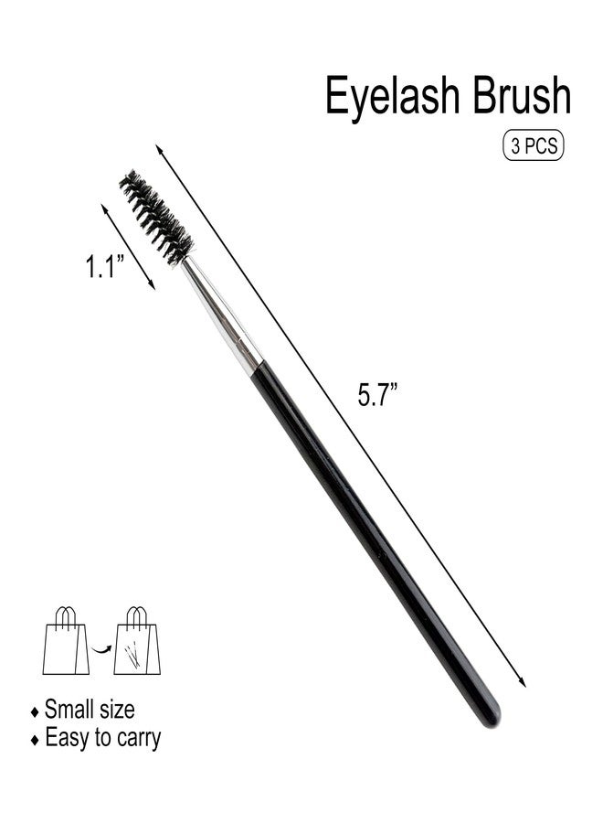 Quacc 3 PCS Eyelash Brush Portable Eye Brush Eyebrow Brush Reusable for Eyelash Extension Makeup, Lifting Eyebrow (Black) - Image 4